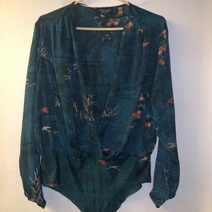 Zara Emerald Green Low Cut Bodysuit